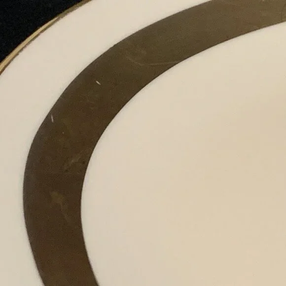 Flintridge China Huntington Oval Serving Platter 14" Gold Band California MCM - Picture 4 of 8